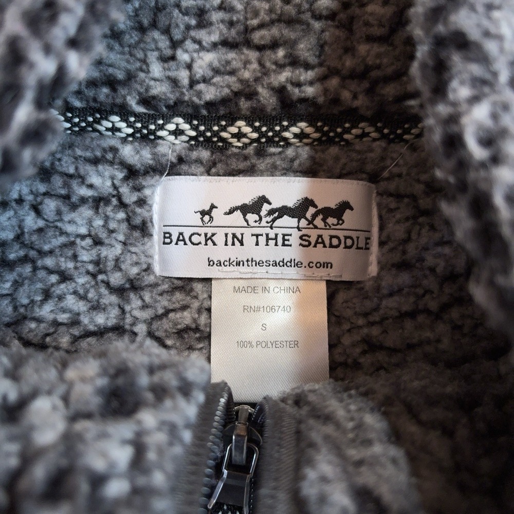 Back In The Saddle Pullover Sherpa Jacket Womens Small Long Sleeve 1/4 Zip Horse - Picture 2 of 6